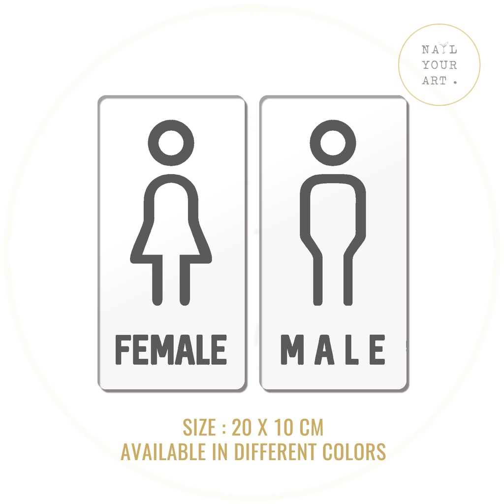 Sign Akrilik Toilet - MALE &amp; FEMALE SET - Pilihan Warna