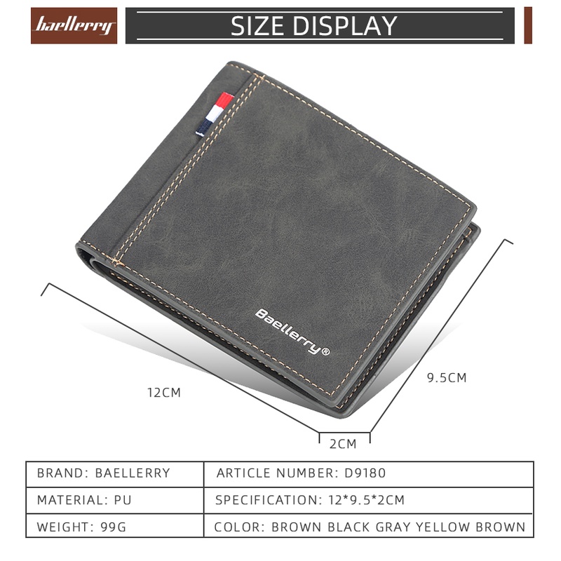 BAELLERRY D9180 Dompet Pria Bahan Kulit PU Leather Premium WATCHKITE WKOS