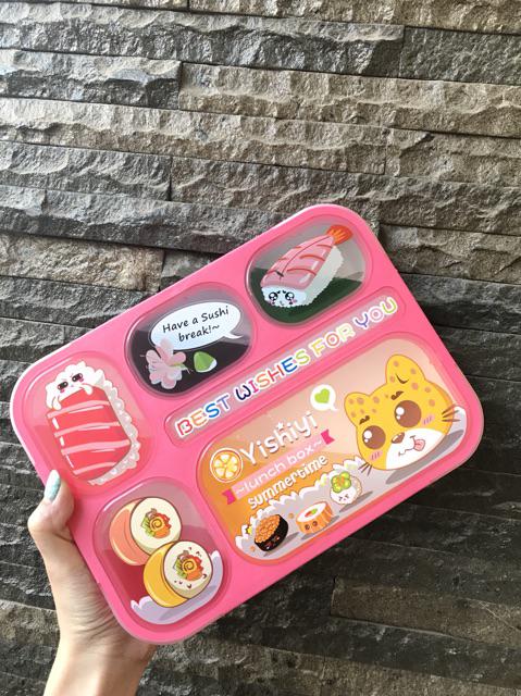 Lunch Box Yooyee Grid Sekat 6 Karakter / Tempat Makan Yooyee Anti Tumpah