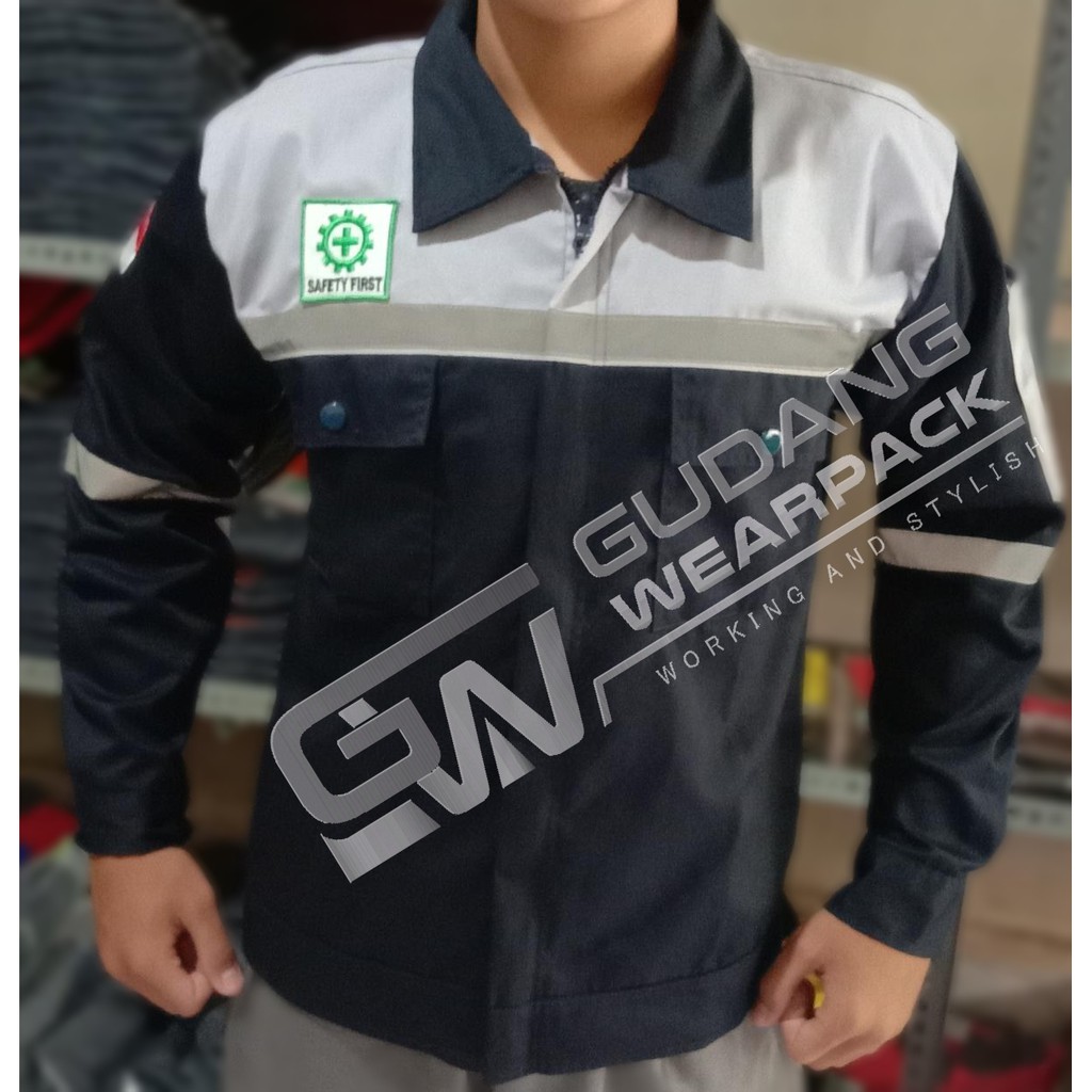 Gudang Wearpack - Baju Kerja Seragam Proyek Warna Dongker - Abu Muda