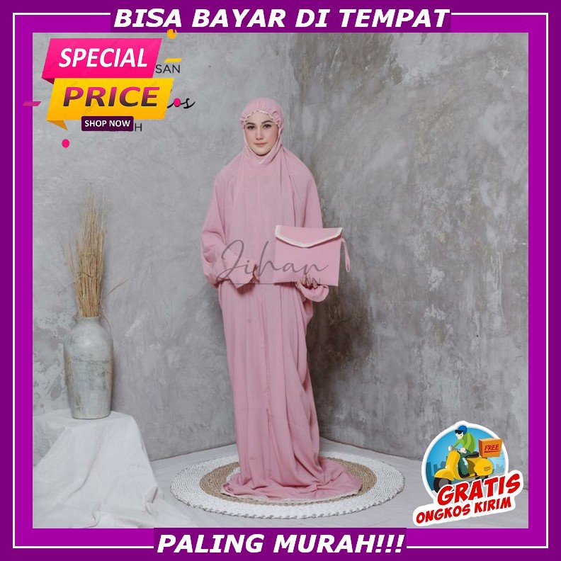Mukena Mukenah Mokena Dewasa Bordir Mewah Jumbo Timbul Rukuh Telekung Murah Renda Bahan Katun Premiu