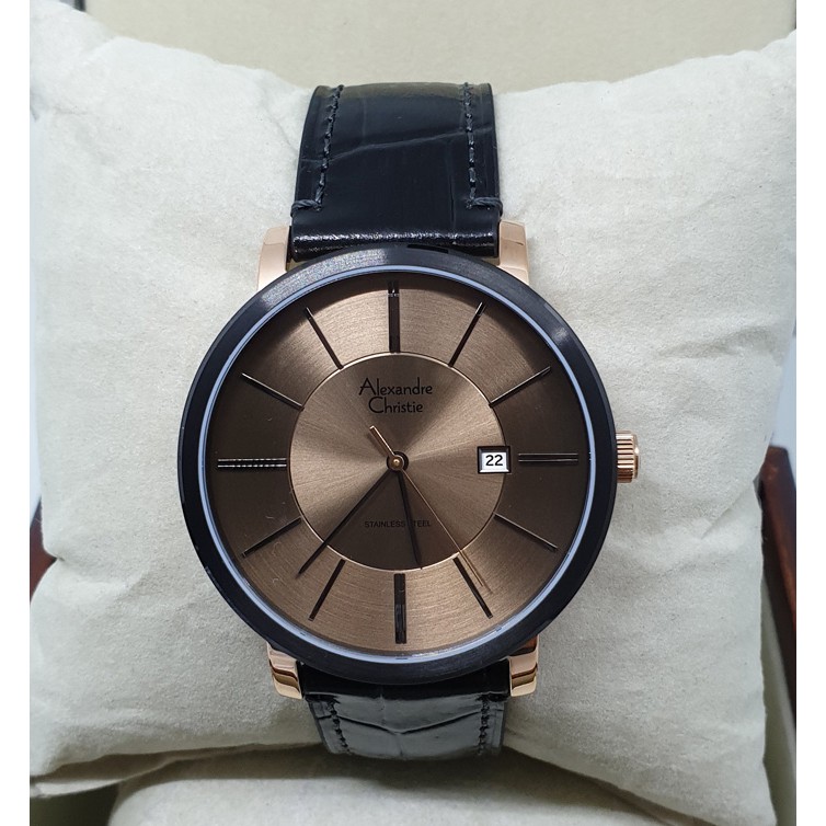 Alexandre Christie Ac 8344 /ac8344 Rose Gold Brown Jam Tangan Couple (Bisa Beli Satuan) Original