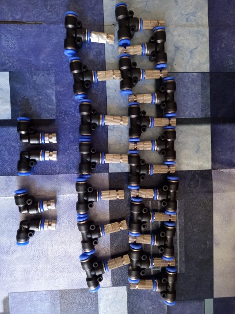 Mist Nozzle 0.3 Mm Head Misting Anti Drip Filter With Tee Slip Lock 6 Mm Alat Siram Embun Fogging