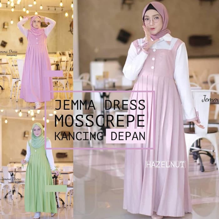 MURAH Pakaian atasan set muslimah sabyan ibu wanita Gamis Busui murah Baju kancing depan Dress pink