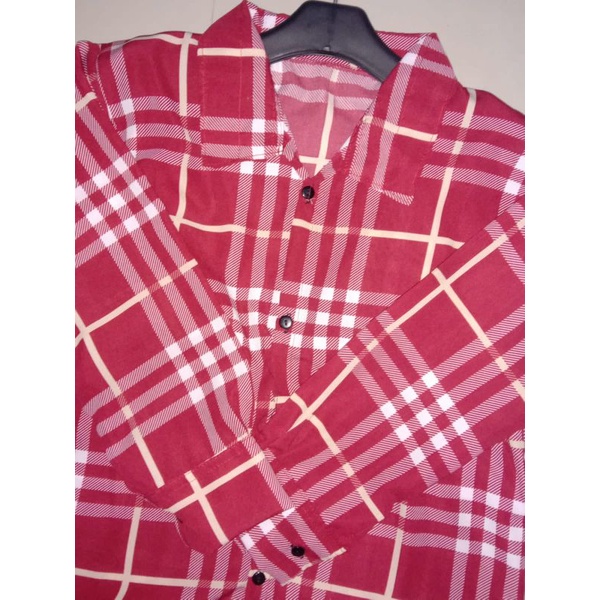 Kemeja kotak/ kemeja wanita casual / kemeja vintage/ kemeja kerja / Kemeja Blueberry /Lengan Panjang-maroon