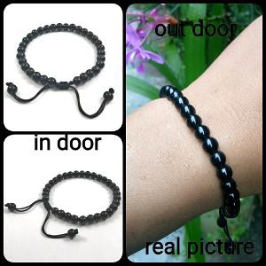 Gelang Tasbih Black Onix Dim 6 Mm Model Tali Serat Tampil Gaya Aksesories Gelang Perhiasan Batu Giok Top Quality