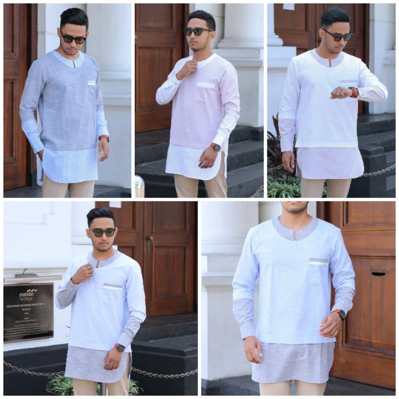 Kemeja Koko Pria Muslim, Kombinasi 2 Warna (Insight) Original