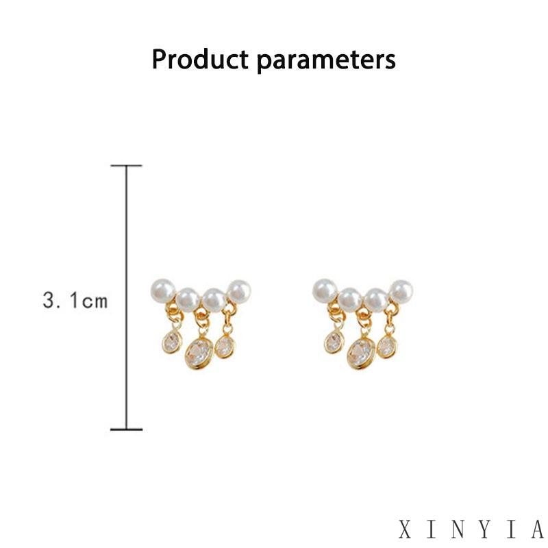 Anting S925 Silver Needle Model Rumbai Aksen Mutiara