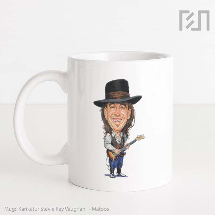 Gelas Keramik Caricature Stevie Ray Vaughan Mug