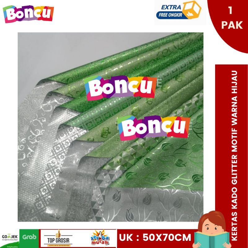 

Kertas Kado Glitter Motif Warna Hijau | Ukuran 50x70cm | 1 Pak 20Lembar BEST SELLER