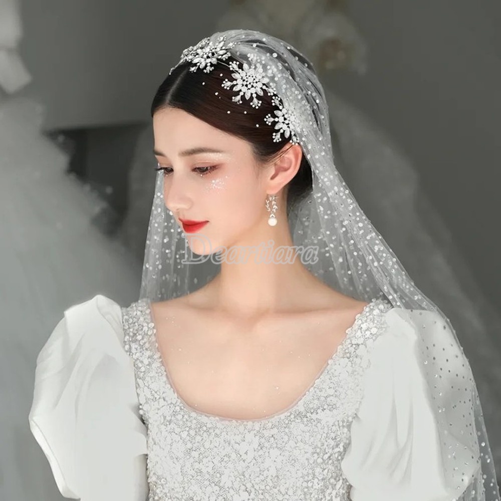 Fashion Horse Eye Alloy Rhinestone Small Snowflake Headband Bridal White Wedding Headdress Accessories