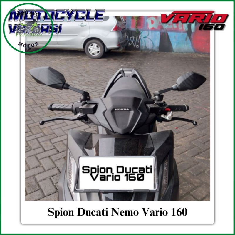 Spion Ducati Vario 160 Tangkai pendek Kaca Putih adv 160 Vario 160 Nmax Aerox Adv Pcx (COD)