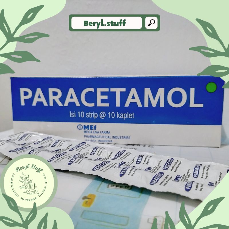 Paracetamol MEF Acetaminophen 500 mg 1/2 Strip dan 1 Strip. Exp 2024. Obat Paracetamol Murah