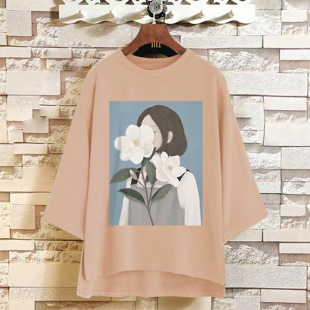 Puffy_id Kaos tunik wanita oversize FLOWER GIRLS tshirt big size wanita