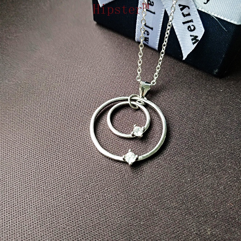 Hot Sale Simple Fashion All-Match Personalized Circle Double Ring Pendant Necklace