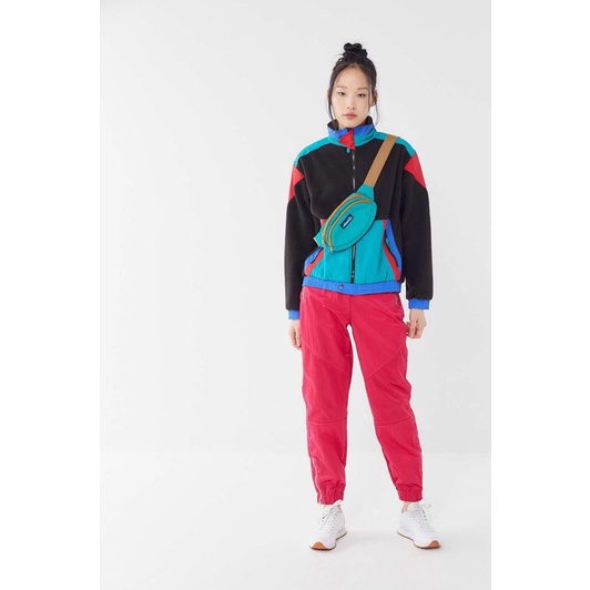 UO Retro Colorblock Fleece Zip-Up Jacket Urban Outfitters