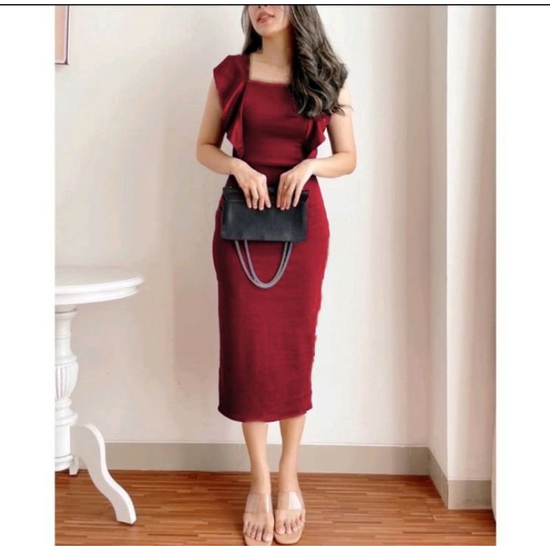 DRESS YONA DRESS SCUBA BODYCON PREMIUM POLOS DRESS KOREAN STYLE terbaru gaun pesta kondangan