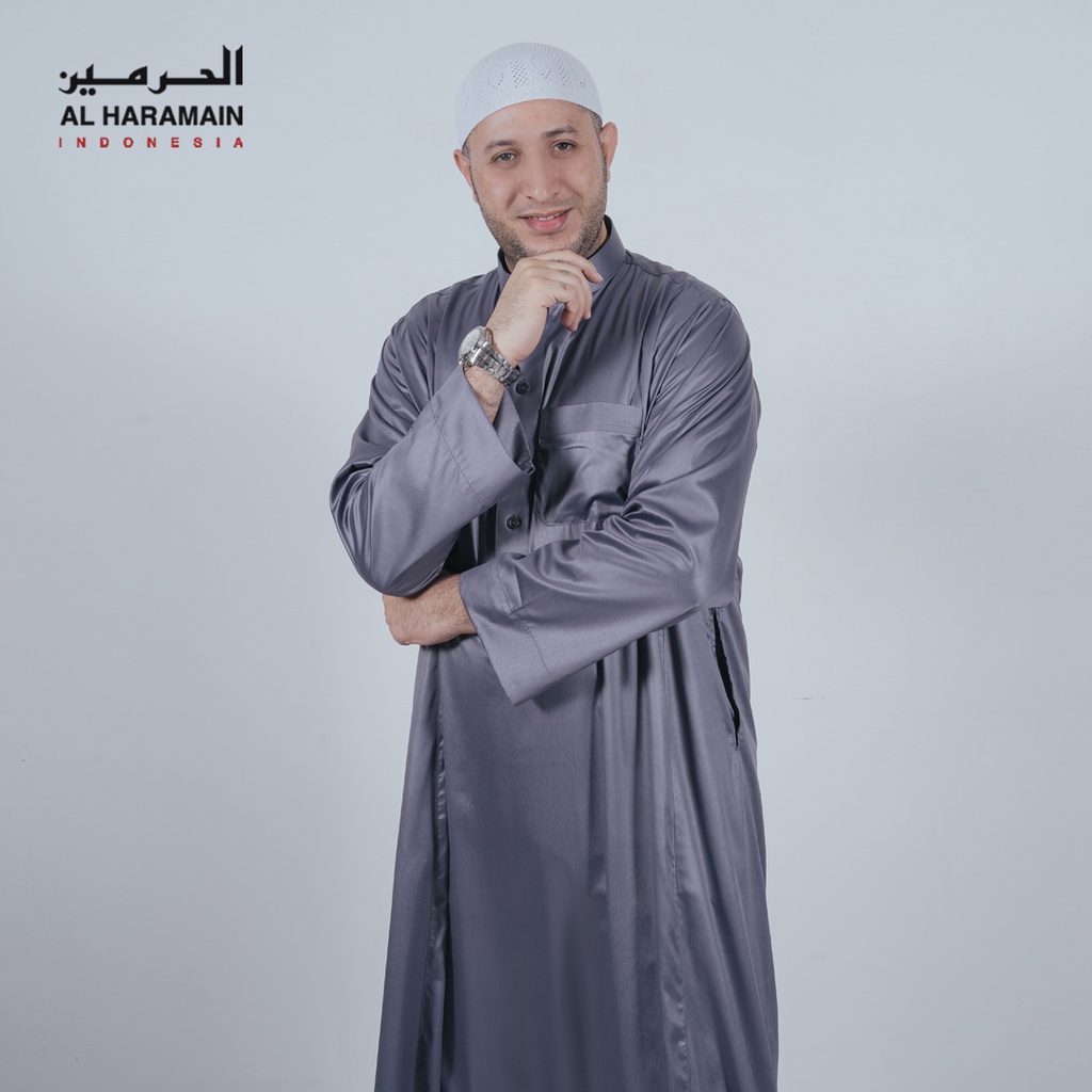 AL Haramain Jubah / Gamis Pria Remaja & Dewasa Viet Polos / Jubah AL Haramain | Abu Tua | Silver | A