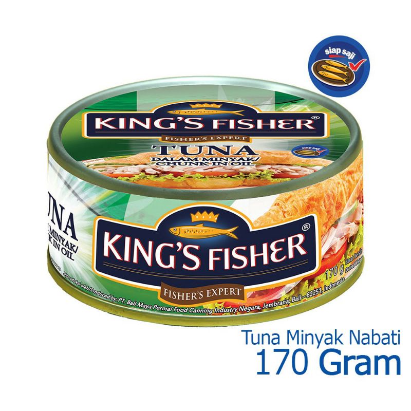 King's fisher Tuna chunk in oil 170gr / ikan tuna dalam minyak / makanan kaleng ikan tuna / tuna kemasan