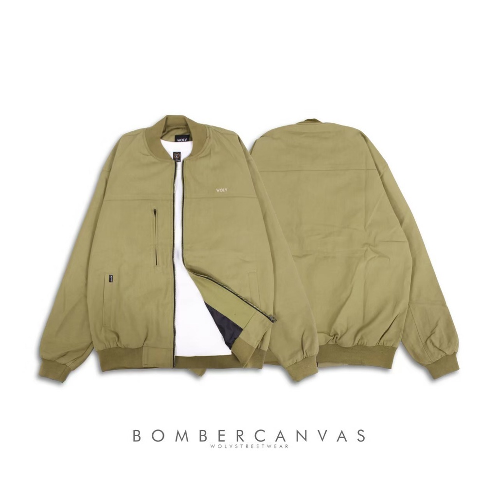 JAKET BOMBER PRIA SIMPLE SOFT CREAM POLOS CANVAS PREMIUM QUALITY | JACKET PRIA CASUAL