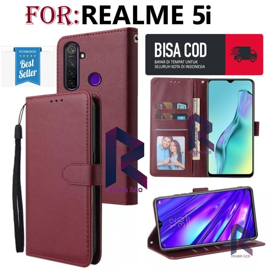 FLIP COVER REALME 5i FLIP WALLET LEATHER KULIT PREMIUM SARUNG BUKA TUTUP KESING HP FLIP CASE REALME 5i