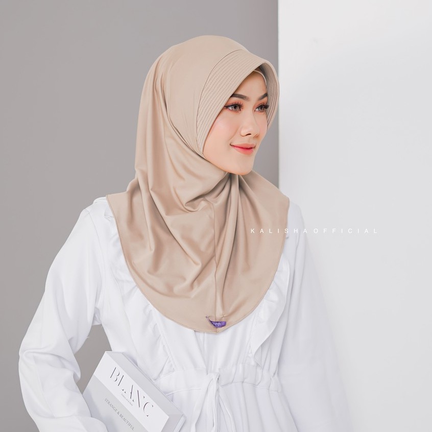 HIJAB SPORTY JERSEY WANITA SPANDEX SPORTY INSTAN VOLLY BADMINTON BASKET FUTSAL BY KALISHA OFFICIAL-BUTTER