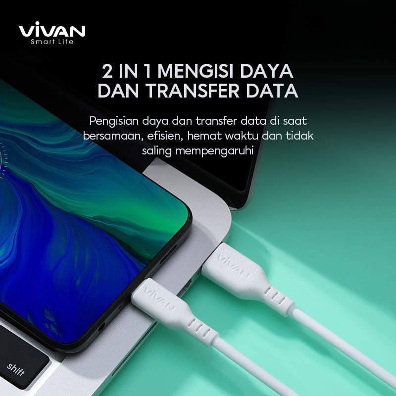 VIVAN VSC100 Kabel Data Type C 3A Quick Charge 1M - Garansi Resmi 1 Tahun