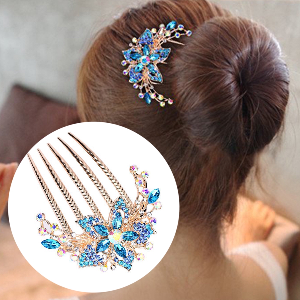 Needway  Fashion Disk Hair Diamond Flower Crystal Crystal Hair Comb