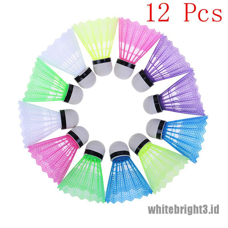 12pcs Kok Badminton Bahan Plastik Warna-Warni Untuk Latihan