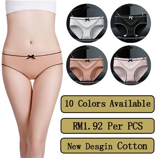 6Pcs Celana  Dalam  Wanita  Bahan Katun  dengan Pita 10 Warna 