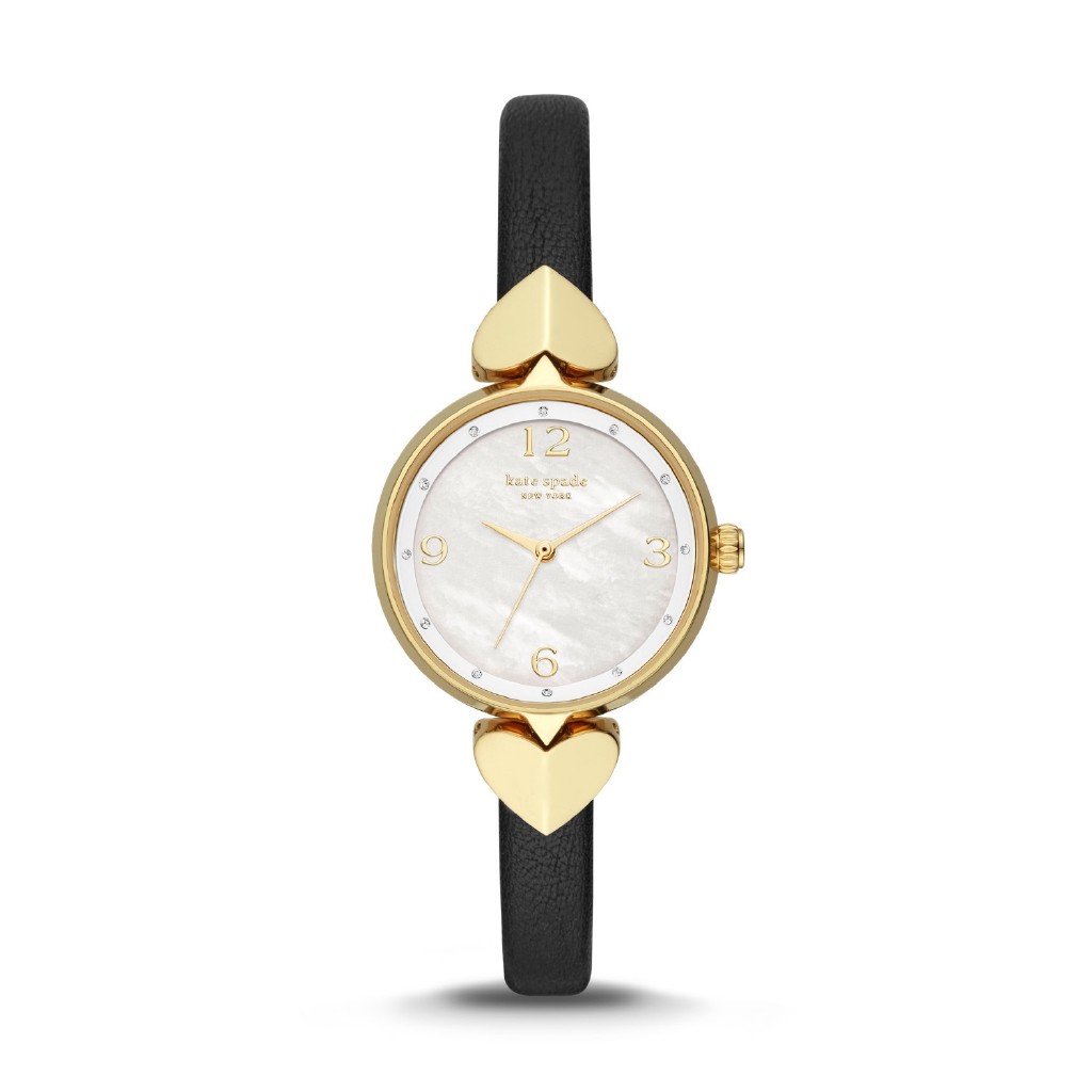 Kate Spade New York - Jam Tangan Wanita - Hollis Three-Hand Matte Black Leather Watch - KSW1549