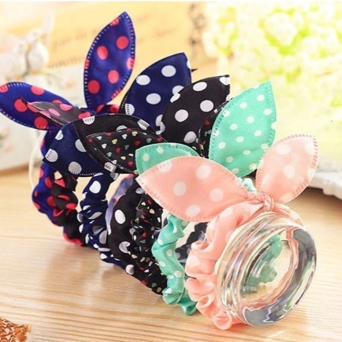 KBB08 Ikat Rambut Karet Chibi Kelinci Motif Random 4cm