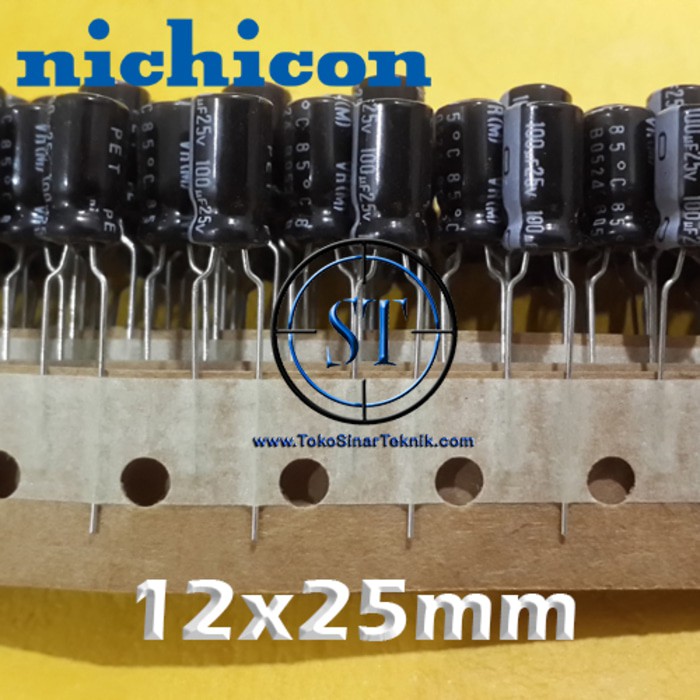 10pcs Elco Elko Kapasitor Capacitor 100/25 100uf/25v 100uF/25 100/25V 100uf 25v isi 10 Buah