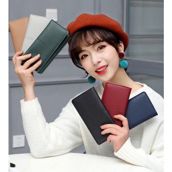 Dompet Wanita Kulit - Dompet Panjang Wanita - Dompet Wanita Style Korea Import - Dompet Simple Elegant Halus