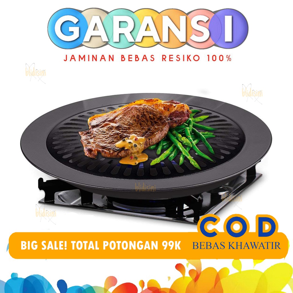Pemanggang BBQ Portable Bulat 32 Cm Alat Panggang Bakar-bakar Daging Sosis Ikan