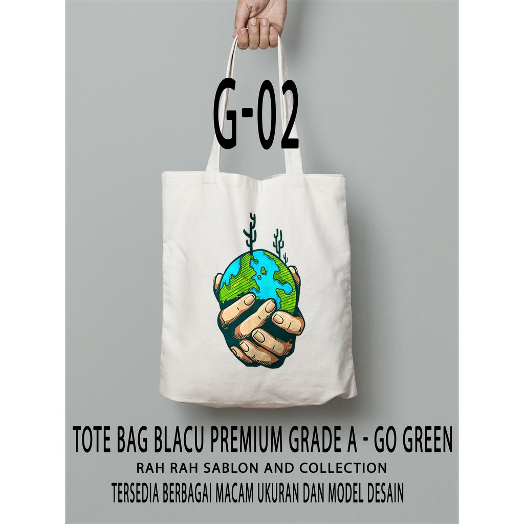 Tas Totebag Blacu Sablon Go Green