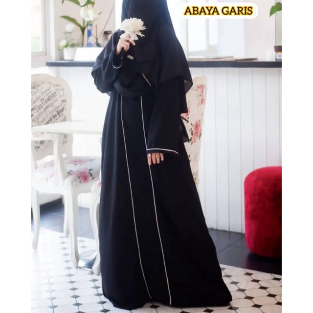 ABAYA GARIS BESTSELLER BORDIR PUTIH ANAK DAN DEWASA ALKHATIB COLLECTION