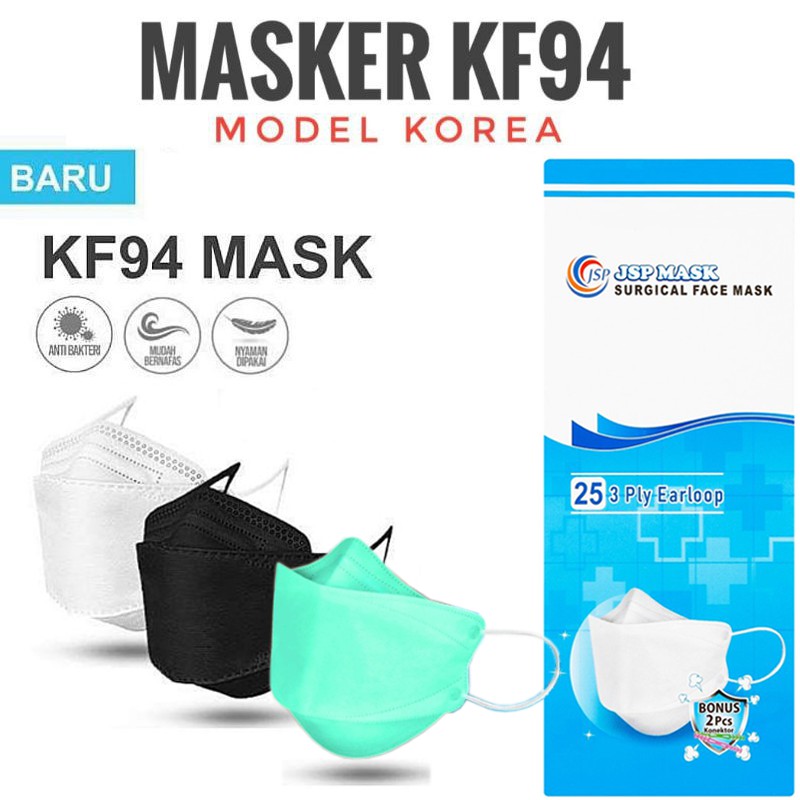 Masker Medis Face Mask 3Ply Masker Kesehatan JSP 25PCS 50PCS Earloop Masker Mulut Tali Masker Kalung