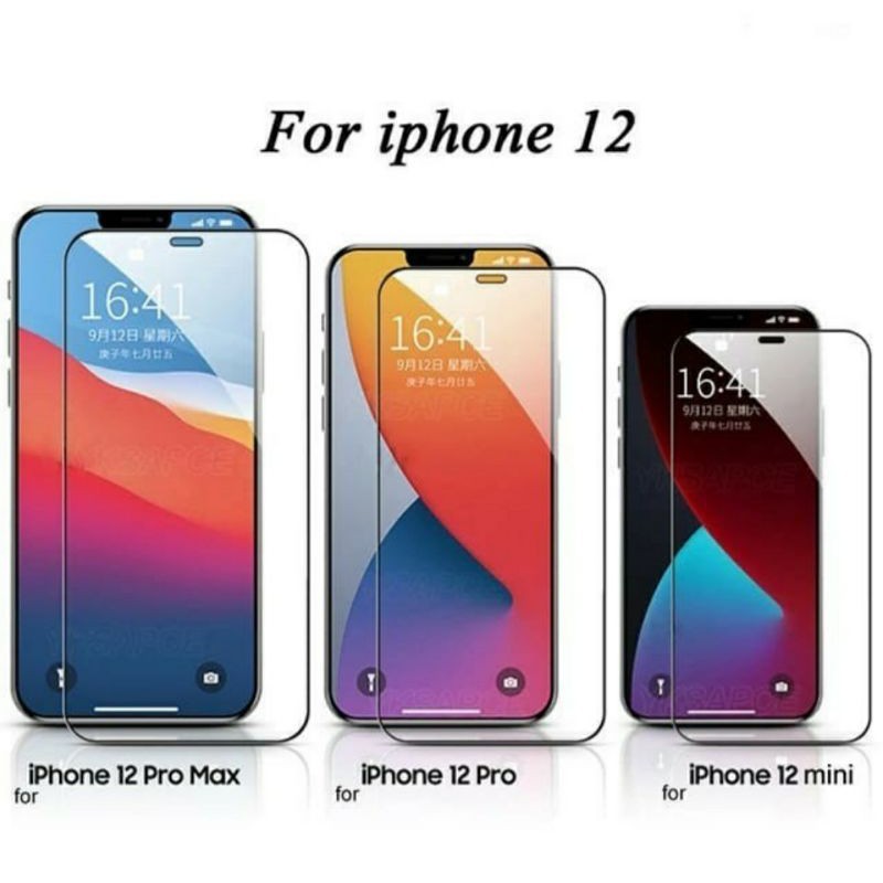 Tempered Glass 9D FULLCOVER PREMIUM QUALITY iPhone 12 12MINI 12 PRO 12 PRO MAX murah