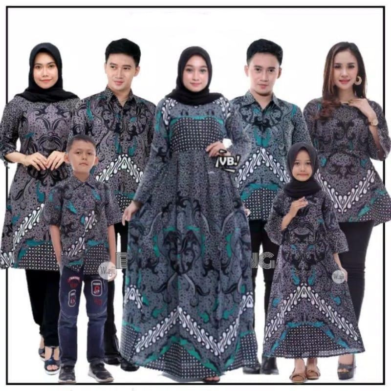 Batik couple keluarga modern couple batik keluarga gamis jumbo termurah di shopee Baju batik keluarga dimensi abu