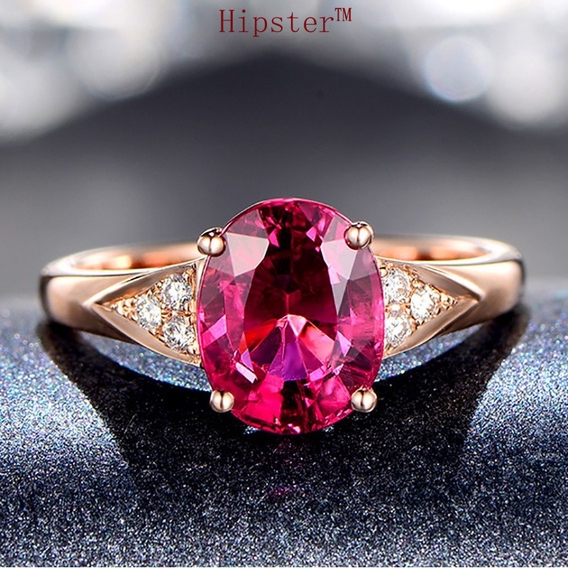 Hot Sale Fashion Trend Rose Gold Inlaid Ruby Adjustable Ring