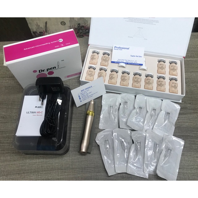 paket perawatan sulam bedak bb glow drpen m5 stayve needle nano 10pcs dr pen adapter bukan wireless