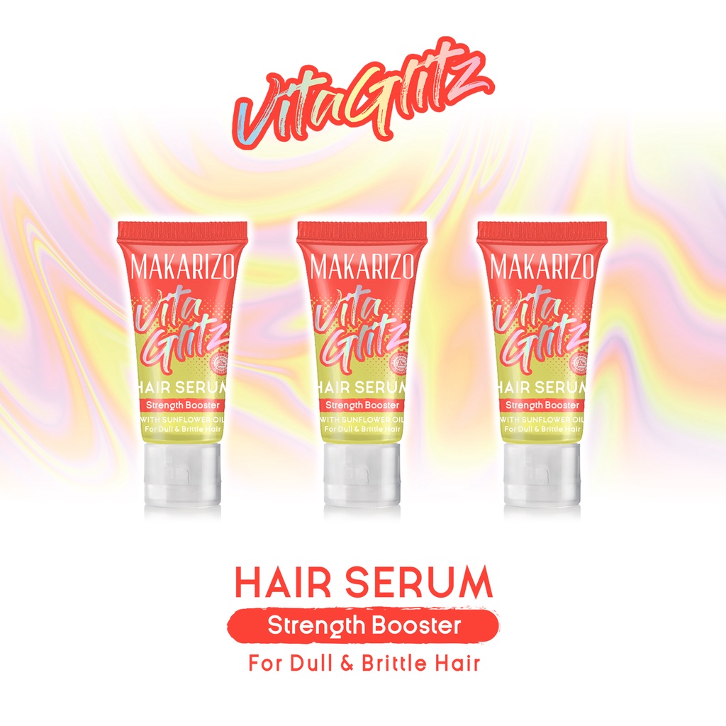 PAKET ISI 3 Makarizo VITAGLITZ Hair Serum STRENGTH BOOSTER - Serum Rambut Tube 8 mL