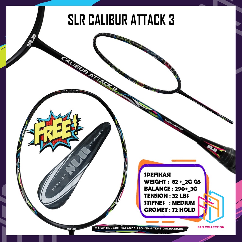 SLR CALIBUR ATTACK 3 / 5 RAKET BADMINTON ORIGINAL
