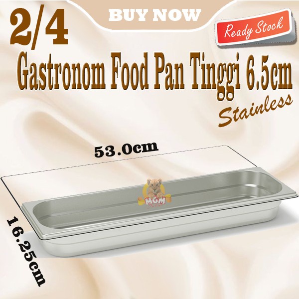 Food pan prasmanan Stainless ukuran 2/4 tinggi 6.5CM Gastronorm
