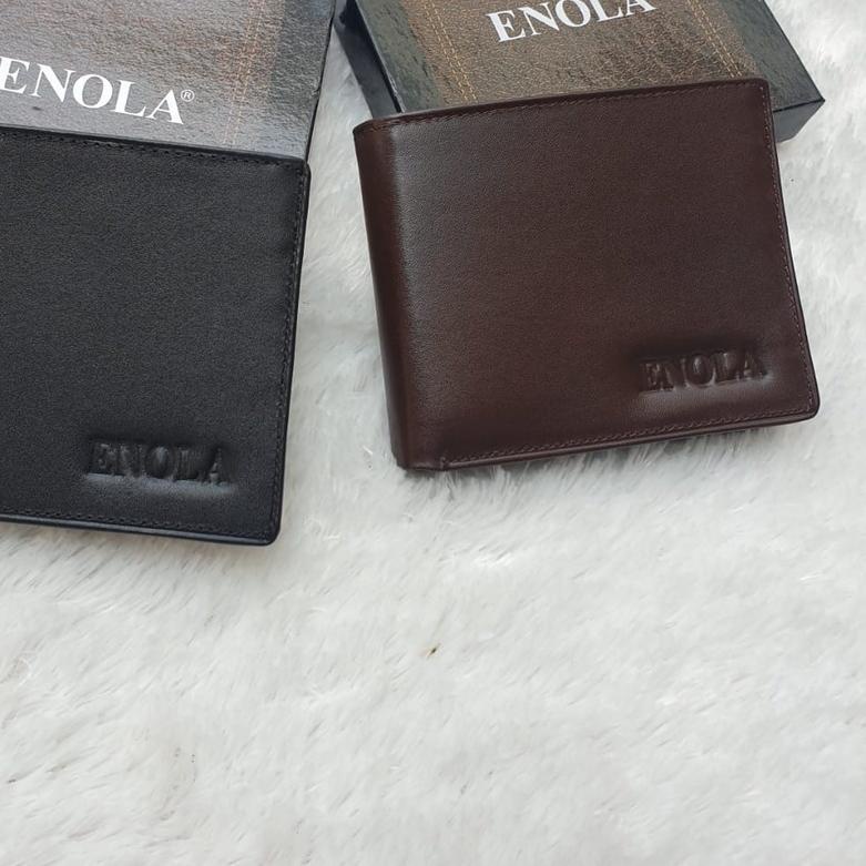 ENOLA Dompet Pria Kulit Asli Dompet Lipat Cowok Laki Kulit Sapi Asli + Box Original