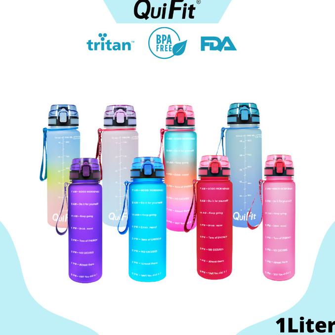 QUIFIT - [1LMT] Botol Minum Tritan Motivasi 1L 100% BPA FREE