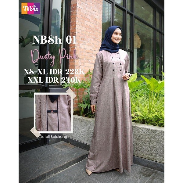 GAMIS NIBRAS TERBARU//PAKAIAN MUSLIM WANITA//NBSH 001 ABU&DUSTY PINK//S/M/L/XL