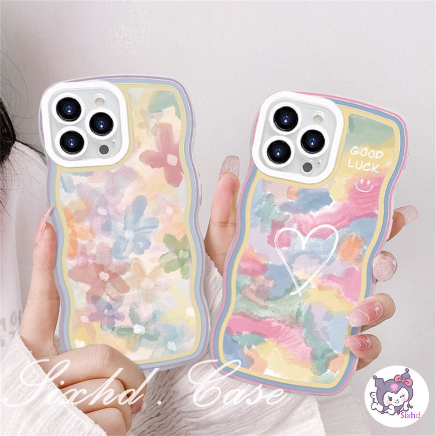 Compatible For iPhone 14 13 12 11 Pro Max SE2020 X XR Xs Max 7 8 6 6s Plus CaseFashion Retro Flower Wave Pattern Phone Case Soft Cover