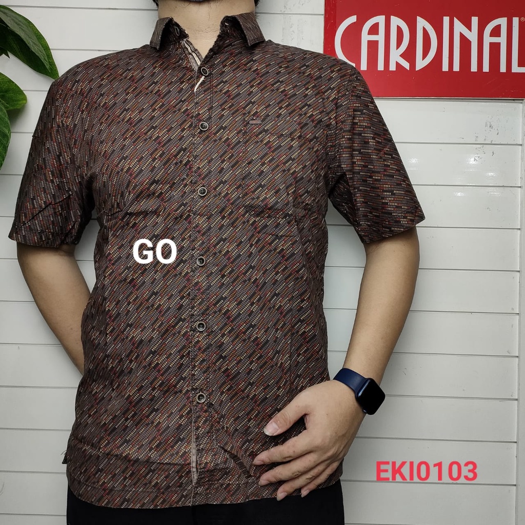 gof CARDINAL KEMEJA JUMBO Pakaian Atasan Pria Kemeja Motif Slimfit Hem Big Size Lengan Pendek